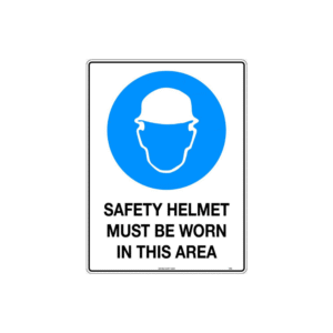 600x400mm - Metal - Safety Helmet Must be Worn in This Area