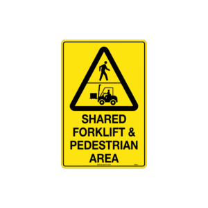 450x300mm - Metal - Shared Forklift & Pedestrian Area (With Picto In Triangle)