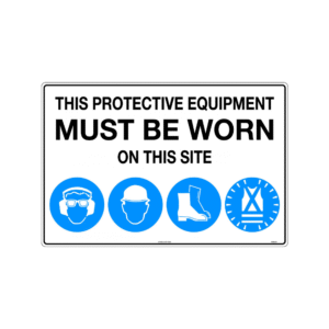 800x600mm - Metal - This Protective Equipment Must be Worn on This Site (with 101, 105, 112, 114)