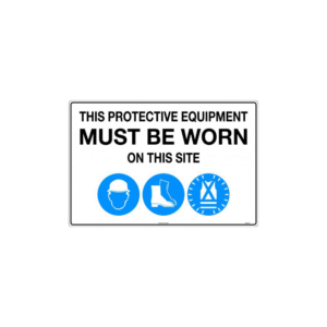 800x600mm - Metal - This Protective Equipment Must be Worn on This Site (with 105, 112, 114)